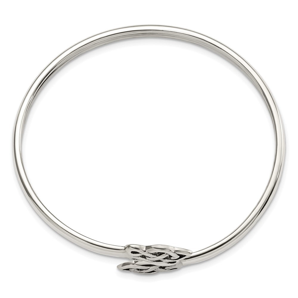 Sterling Silver Polished Celtic Flexible Bangle Bracelet
