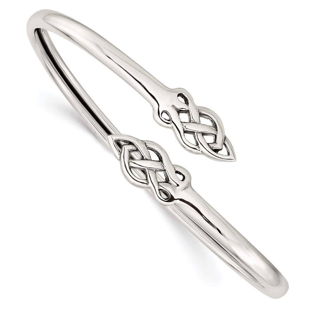 Sterling Silver Polished Celtic Flexible Bangle Bracelet