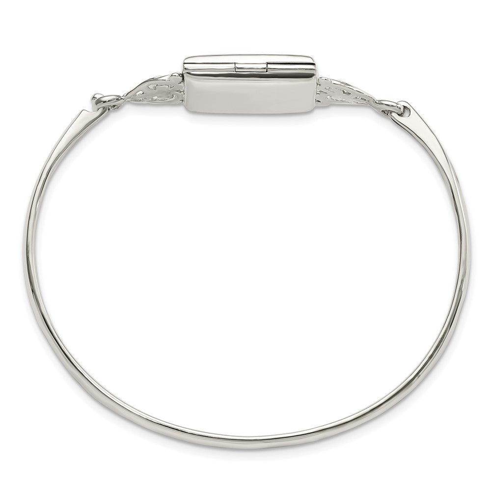 Sterling Silver Polished Rectangular Locket Bangle