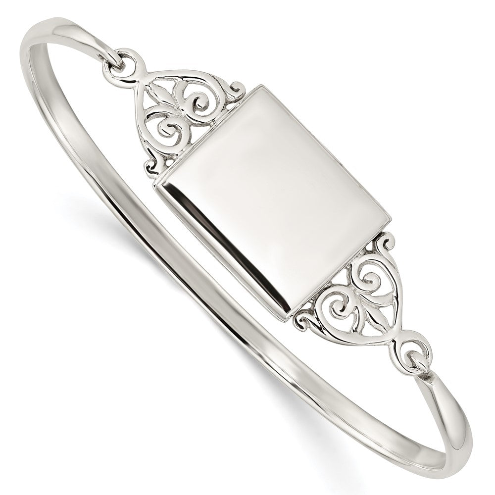 Sterling Silver Polished Rectangular Locket Bangle