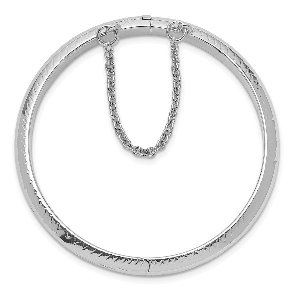 Sterling Silver RH-plated Polished D/C Hinged Baby Bangle Bracelet