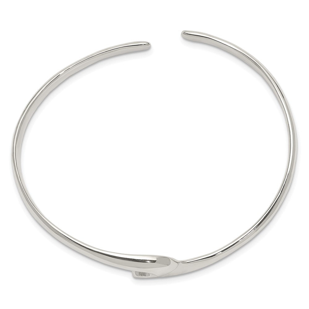 Sterling Silver Polished Fancy Wave Cuff Bangle Bracelet