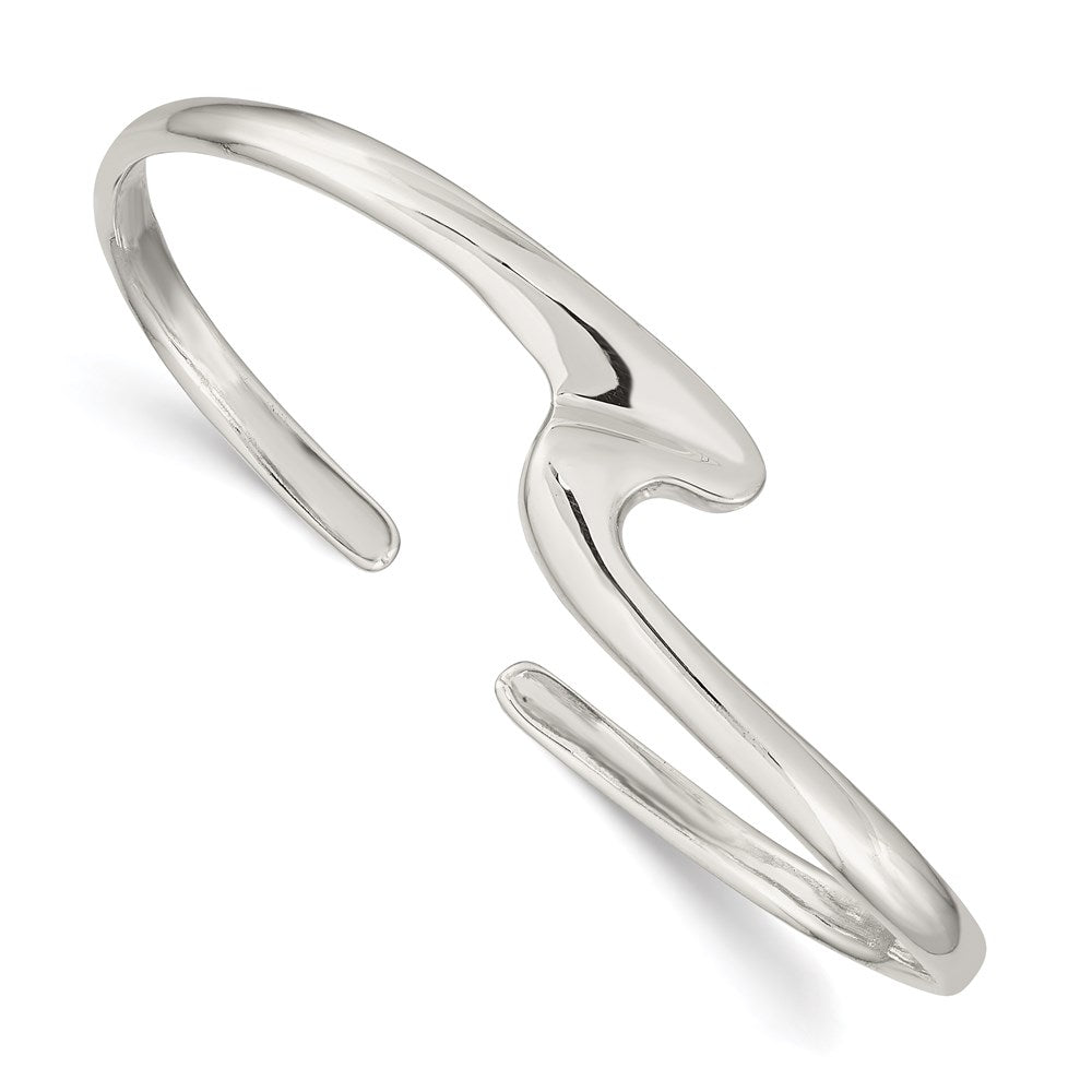 Sterling Silver Polished Fancy Wave Cuff Bangle Bracelet