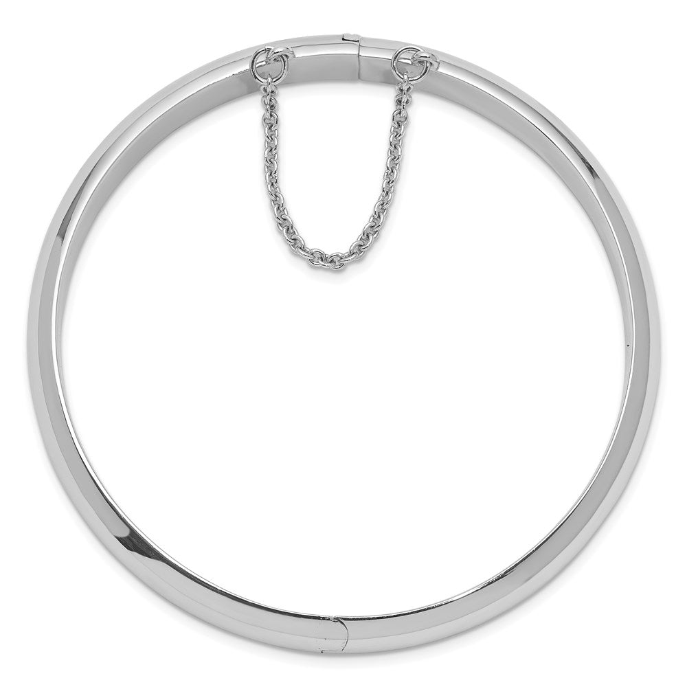 Sterling Silver Rhodium-plated Fancy Hinged Bangle Bracelet