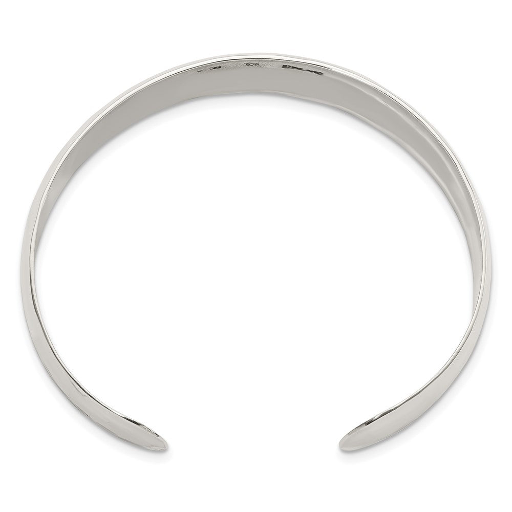 Sterling Silver Polished Domed Hammered Cuff Bangle