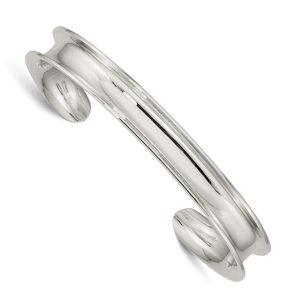 Sterling Silver Polished Concave Cuff Bangle