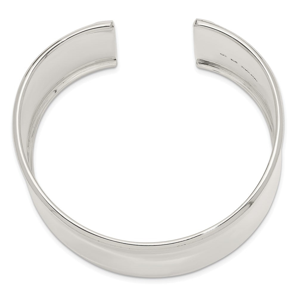 Sterling Silver Polished Concave Cuff Bangle Bracelet