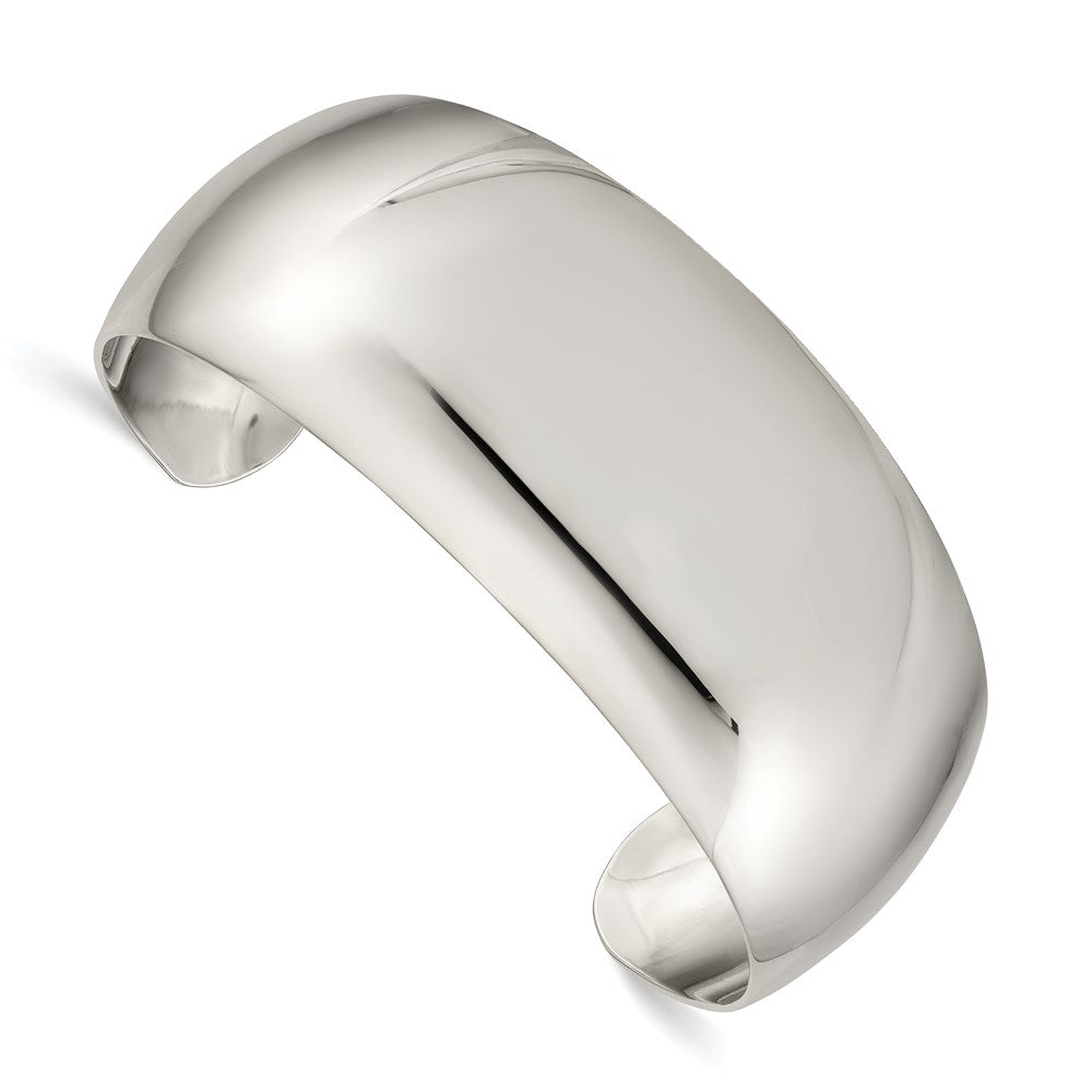 Sterling Silver Polished Domed Cuff Bangle Bracelet