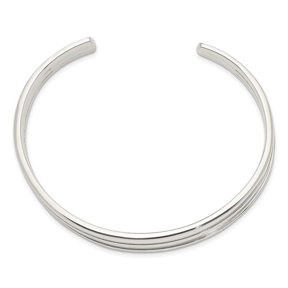 Sterling Silver Polished 3-Row Cuff Bangle Bracelet