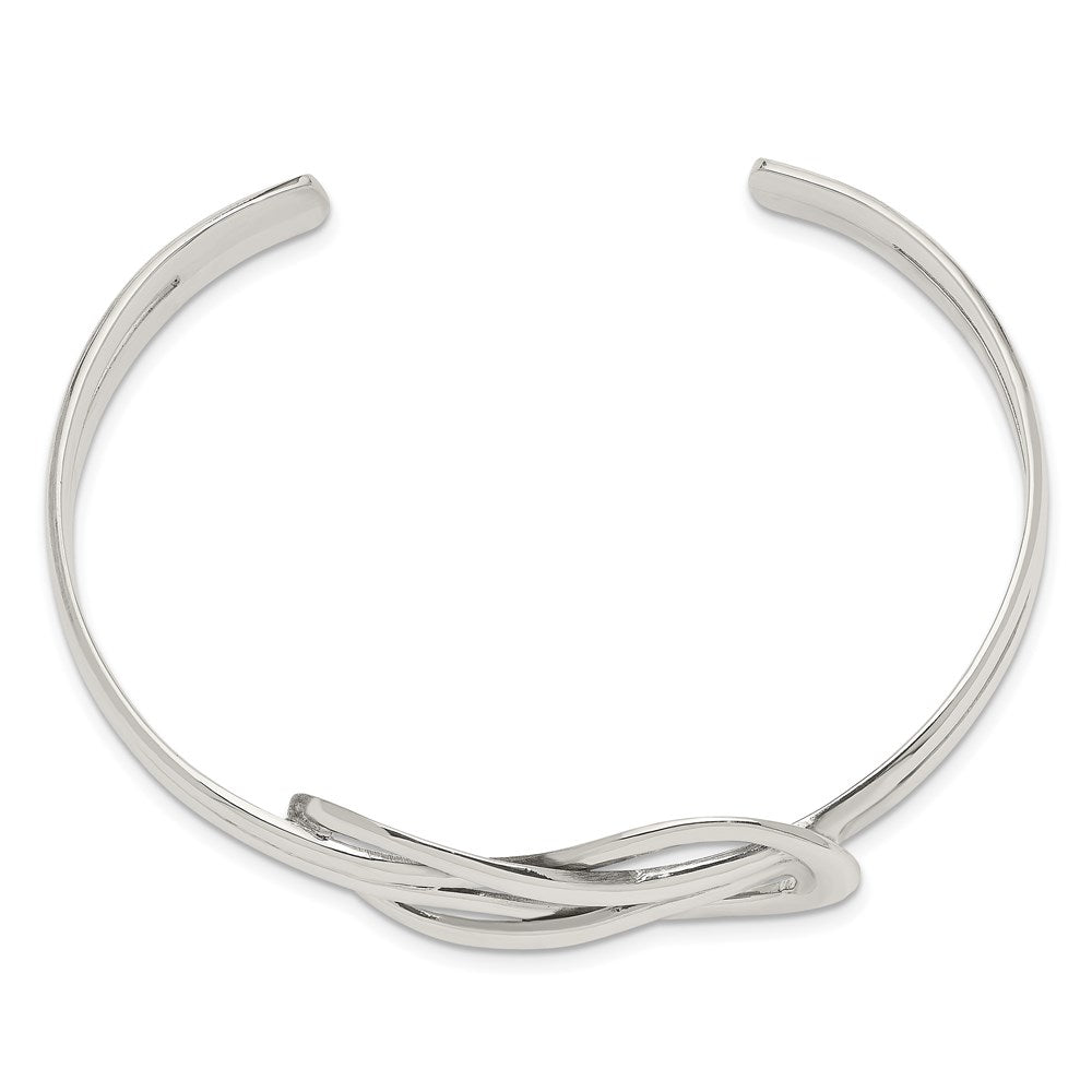 Sterling Silver Polished Infinity Knot Design Cuff Bangle