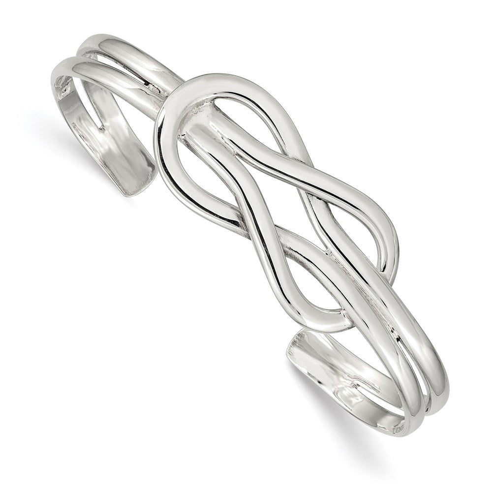 Sterling Silver Polished Infinity Knot Design Cuff Bangle
