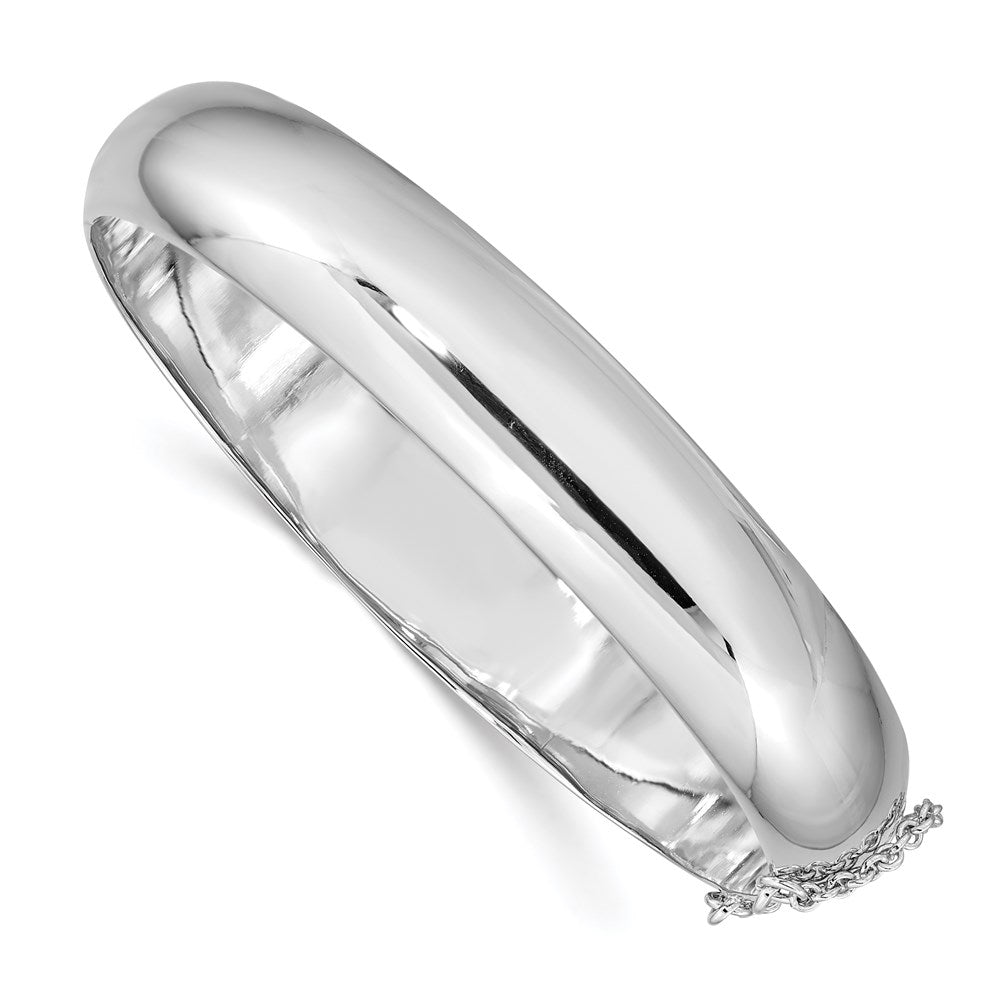 Sterling Silver Rhodium-plated Hinged Bangle Bracelet