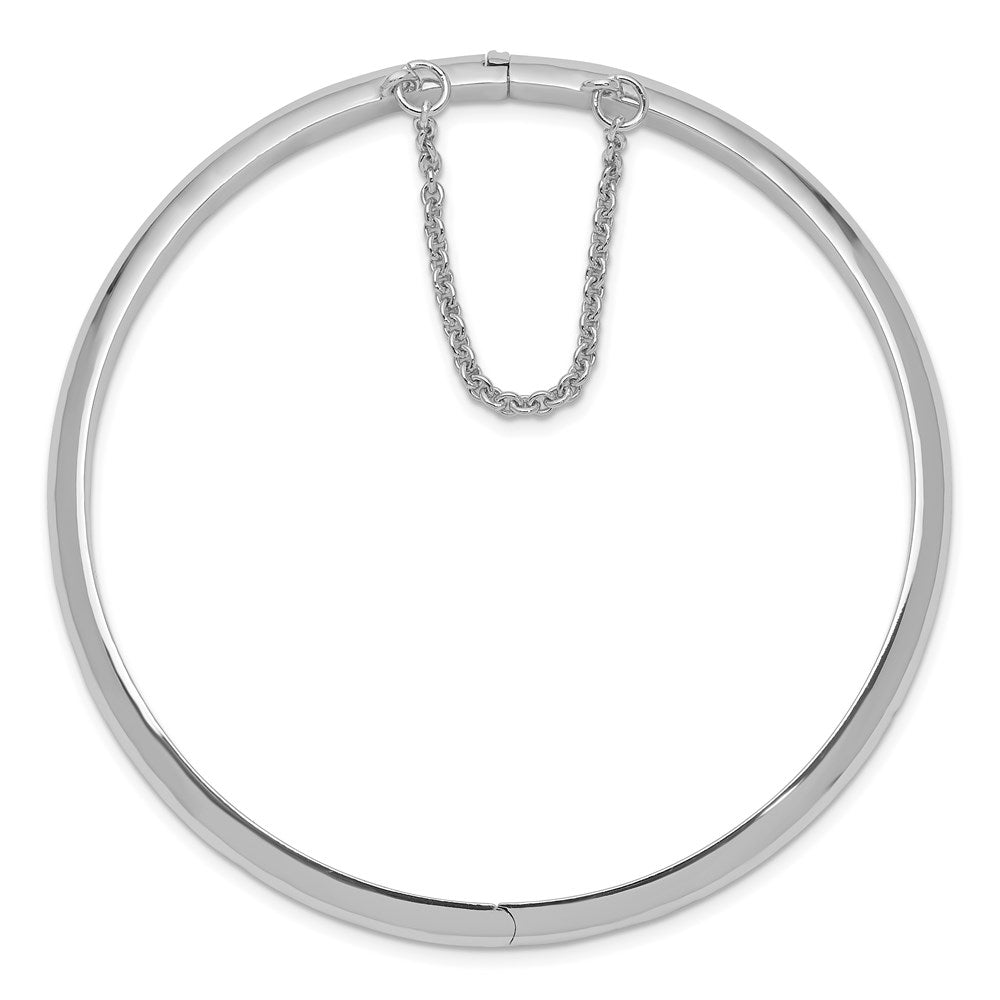 Sterling Silver Rhodium-plated w/Chain Hinged Bangle