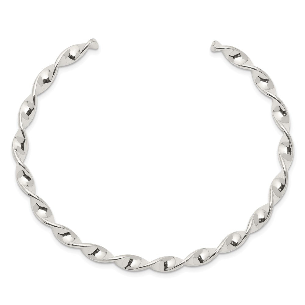 Sterling Silver Polished Twist Cuff Bangle