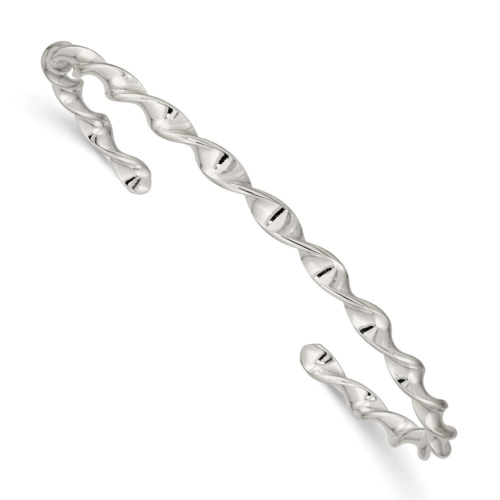Sterling Silver Polished Twist Cuff Bangle