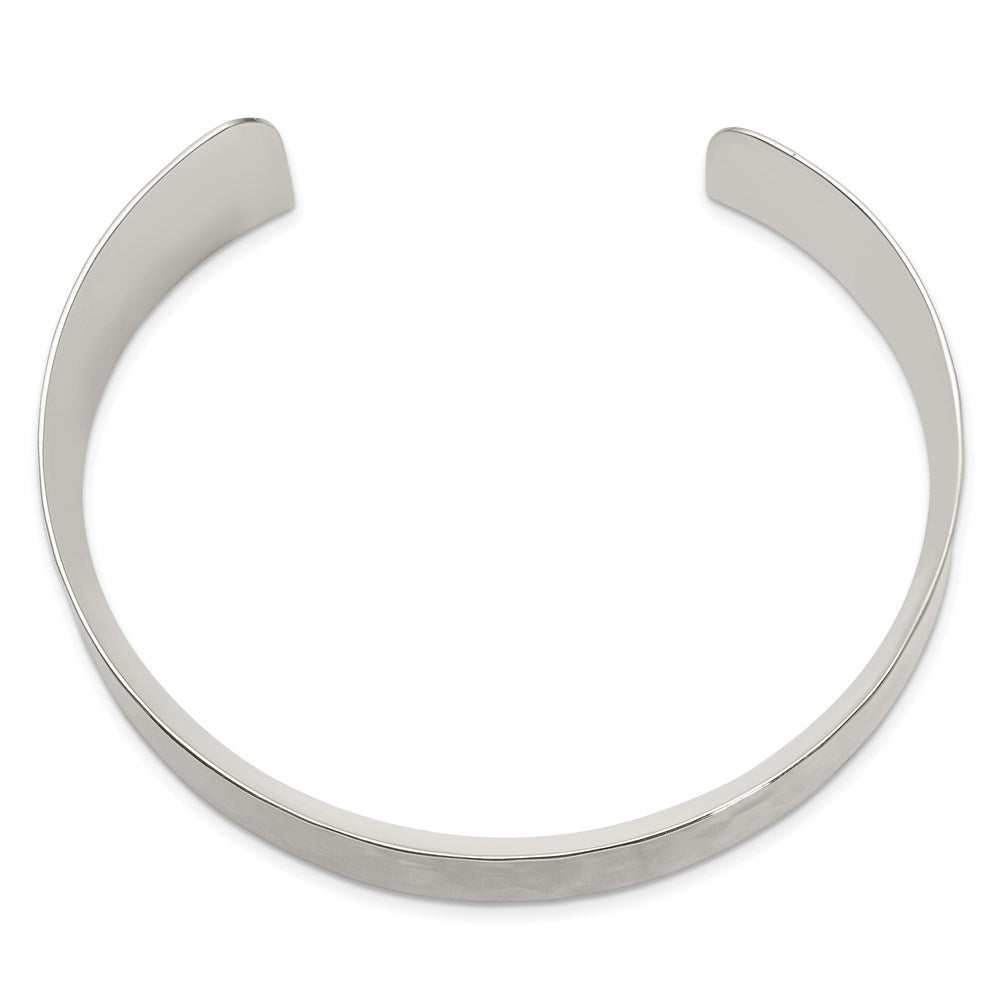 Sterling Silver Polished Hammered Concave Cuff Bangle