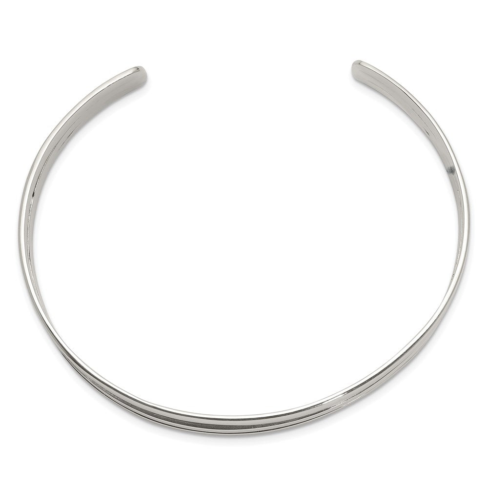 Sterling Silver Polished 3-Row Flat Cuff Bangle