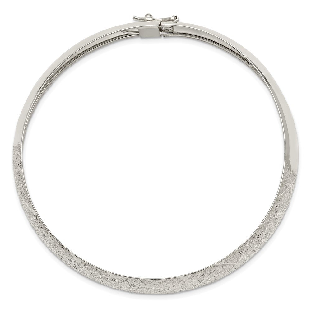 Sterling Silver Polished D/C Textured Bangle