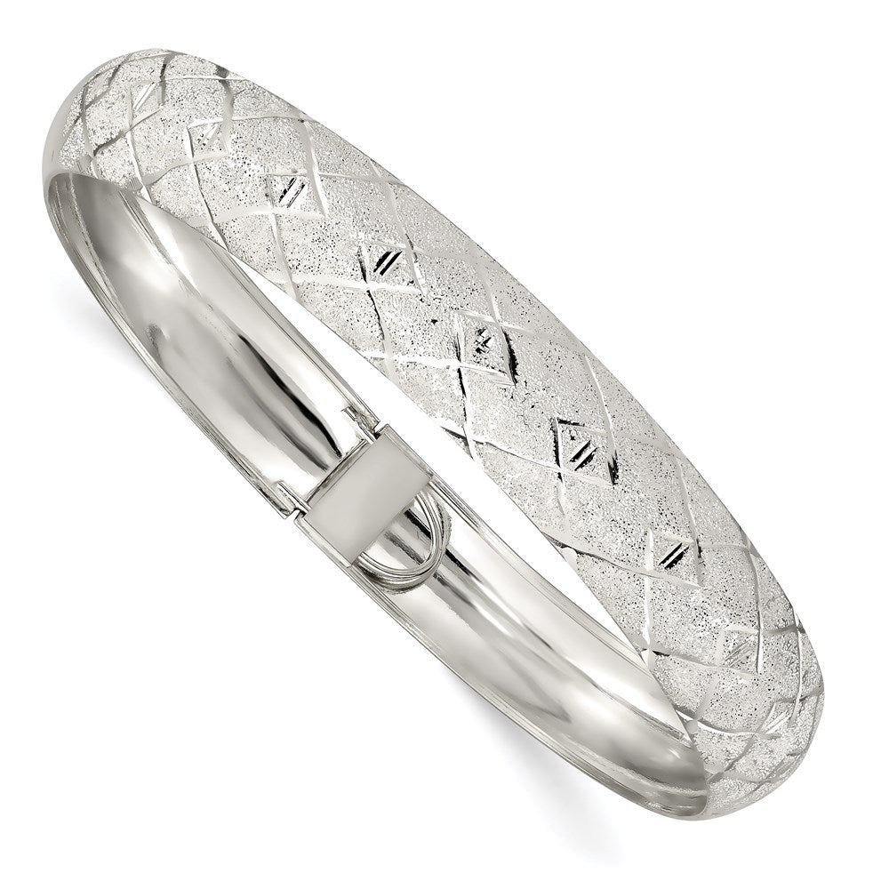 Sterling Silver Polished D/C Textured Bangle