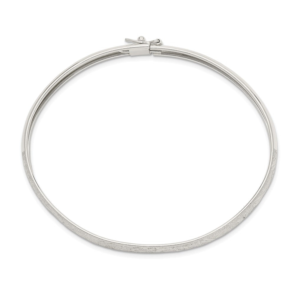 Sterling Silver Laser and Diamond-cut Flexible Bangle