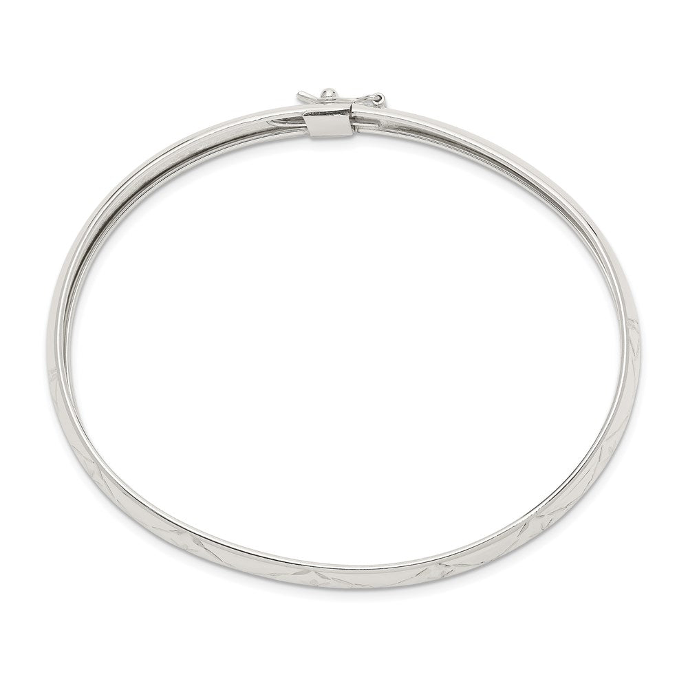 Sterling Silver Diamond-cut Flexible Bangle