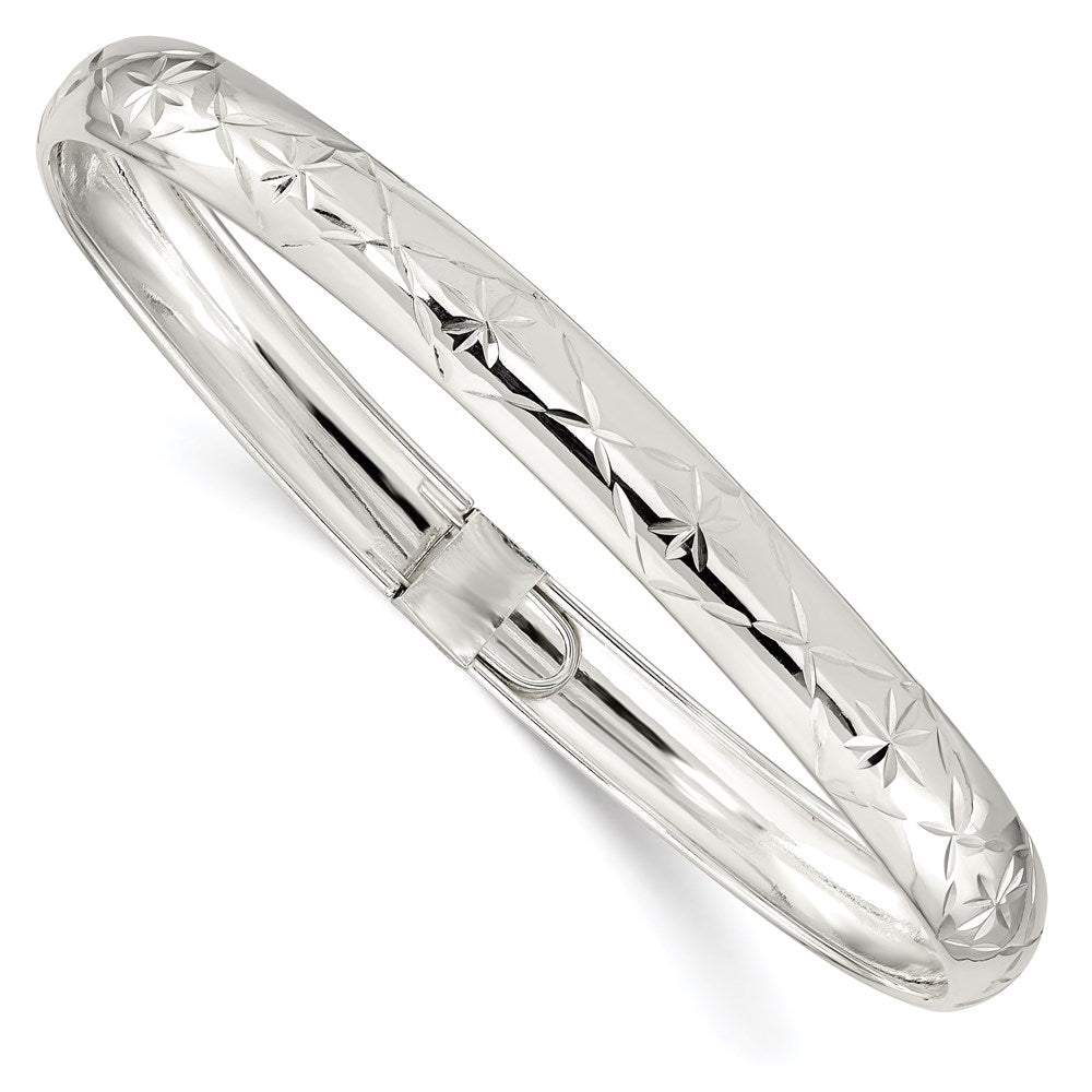 Sterling Silver Diamond-cut Flexible Bangle