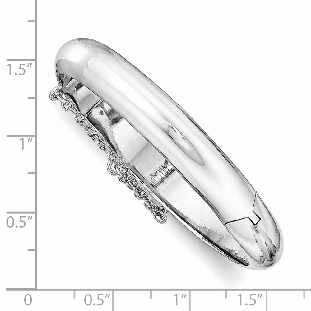 Sterling Silver Rhod. Plated Pol. w/Safety Hinged Child's Bangle