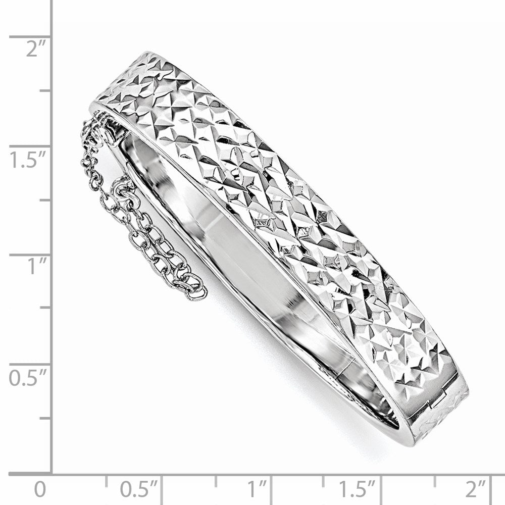 Sterling Silver Rhod. Plated D/C w/Safety Hinged Child's Bangle