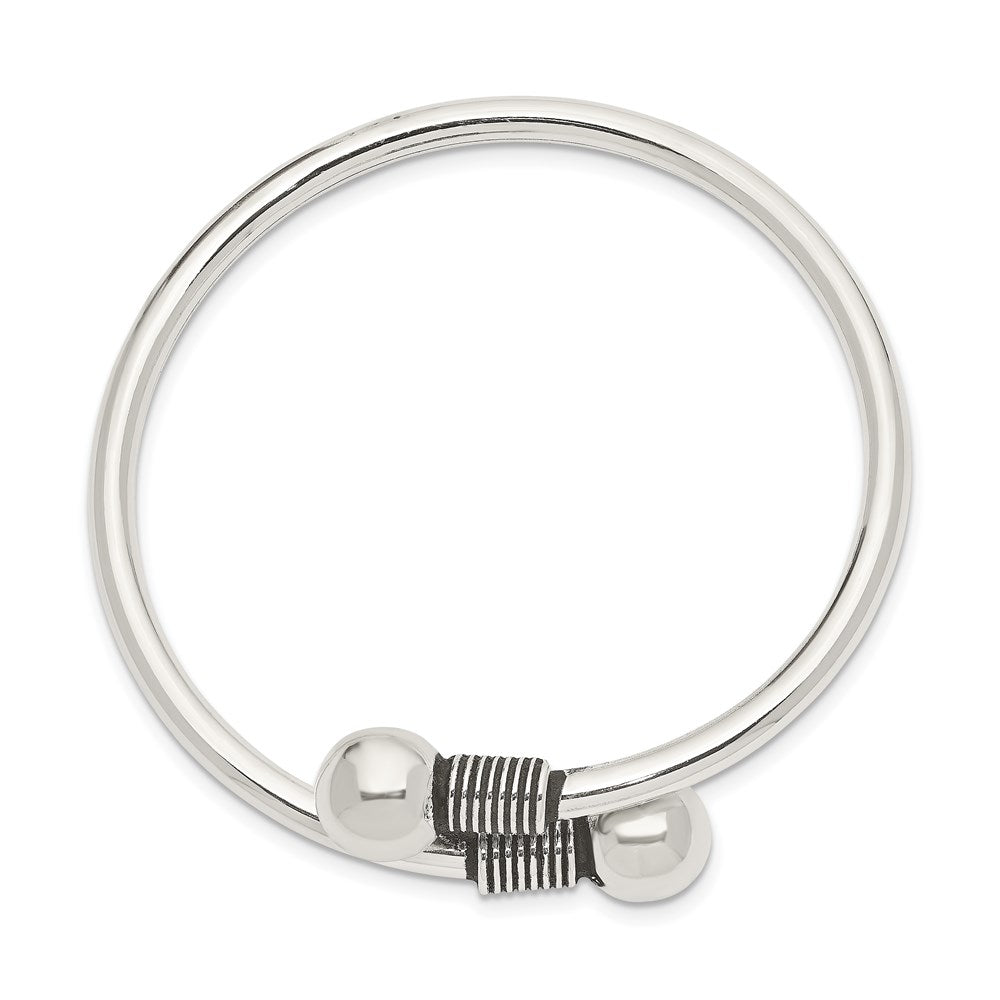 Sterling Silver Polished & Antiqued Children's Cuff Bangle