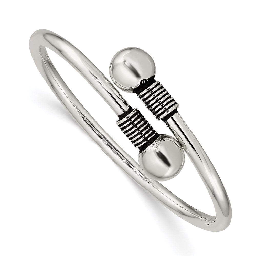 Sterling Silver Polished & Antiqued Children's Cuff Bangle