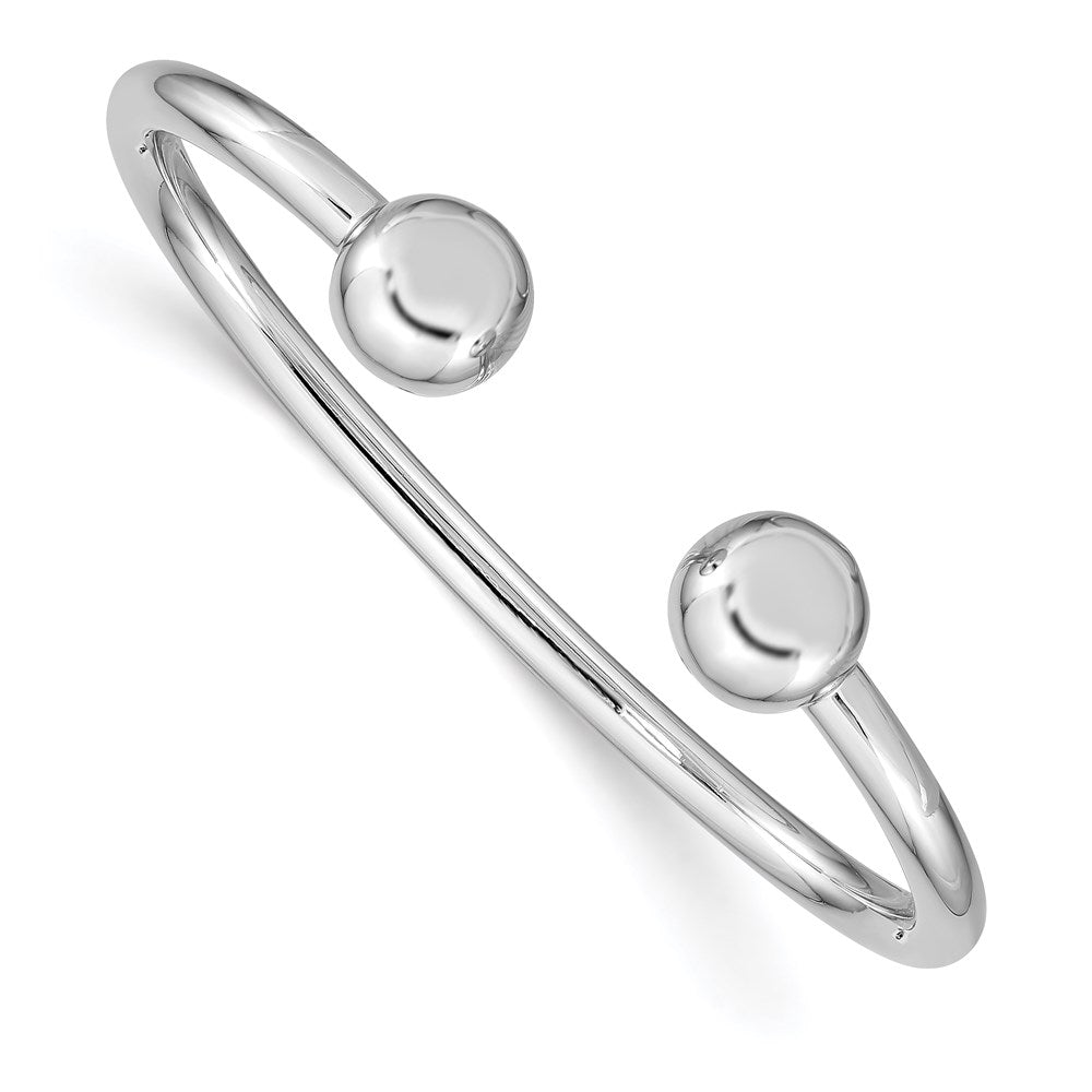 Sterling Silver Rhodium-plated Polished Children's Cuff Bangle
