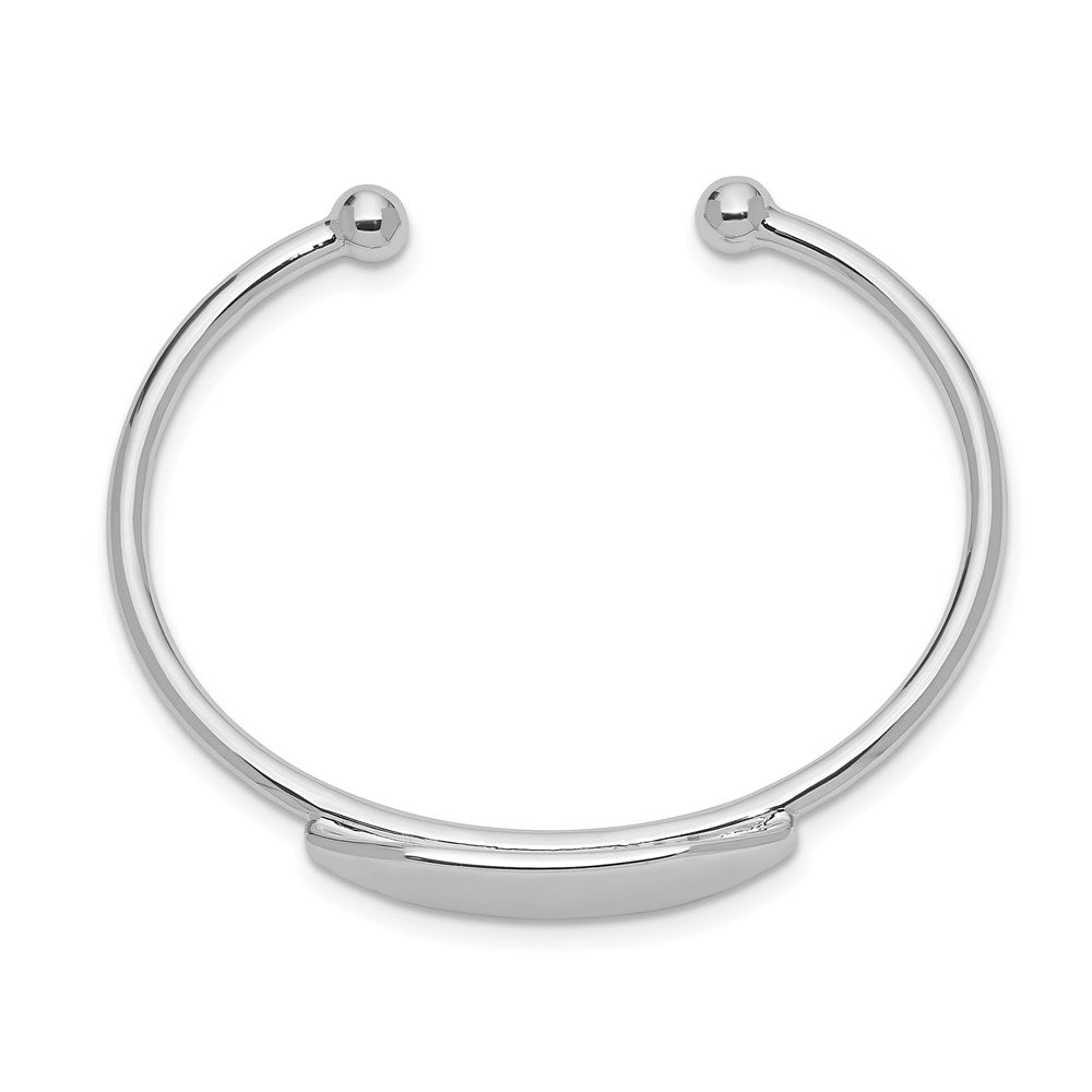 Sterling Silver RH-pltd Polished ID Inside Diameter Cuff Bangle