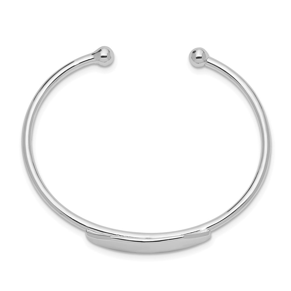 Sterling Silver RH-pltd Polished ID 45 Inside Diameter Cuff Bangle