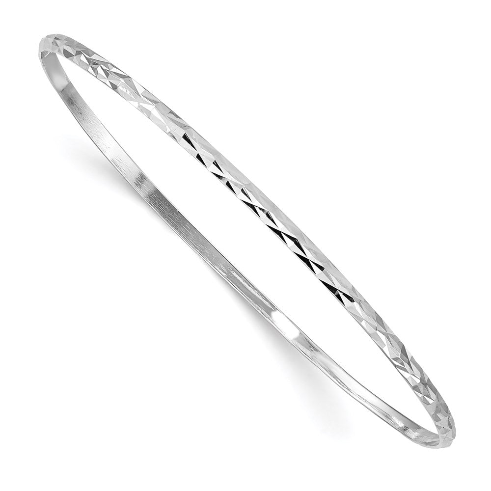 Sterling Silver RH-plated Polished & D/C Slip On Children's Bangle