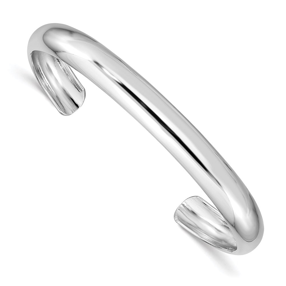 Sterling Silver RH-pltd Polished/Domed 45 Inside Diameter Cuff Bangle