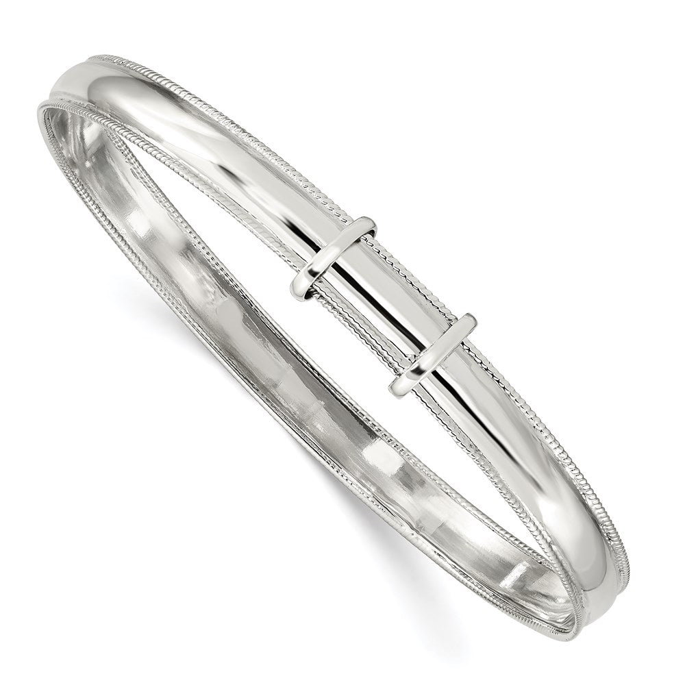 Sterling Silver Polished Milgrain Expandable Bangle