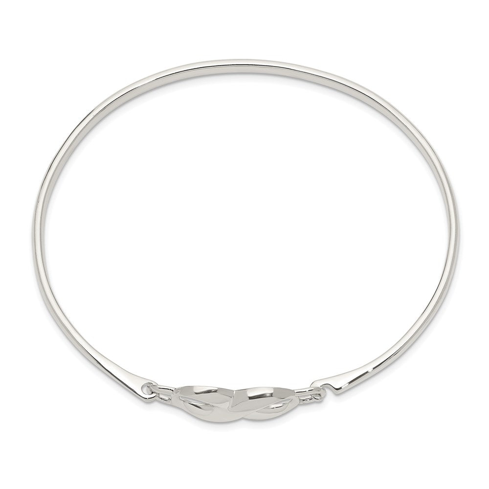 Sterling Silver Polished Infinity Hook Closure Bangle