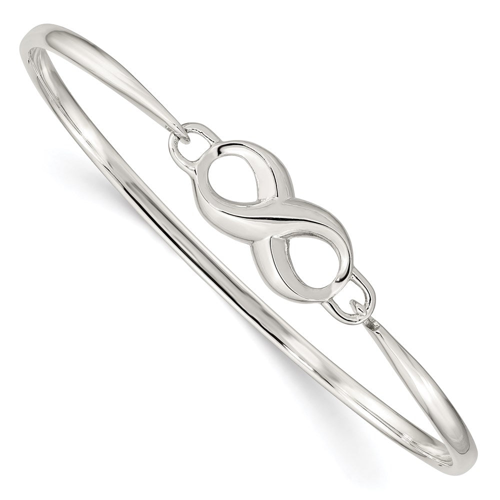 Sterling Silver Polished Infinity Hook Closure Bangle