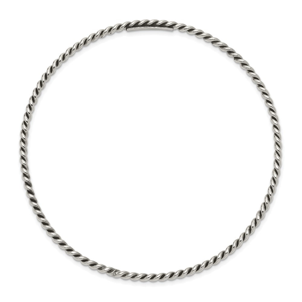 Sterling Silver Antiqued Twisted Slip-on Bangle