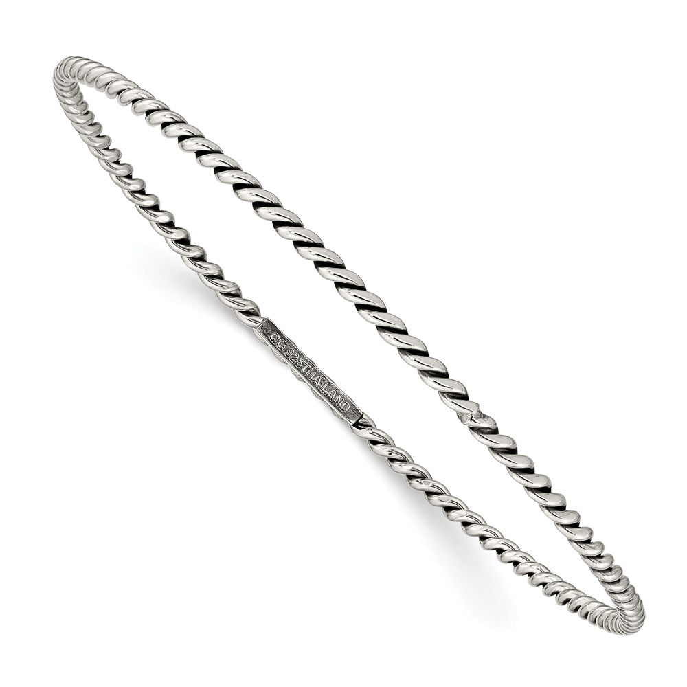 Sterling Silver Antiqued Twisted Slip-on Bangle