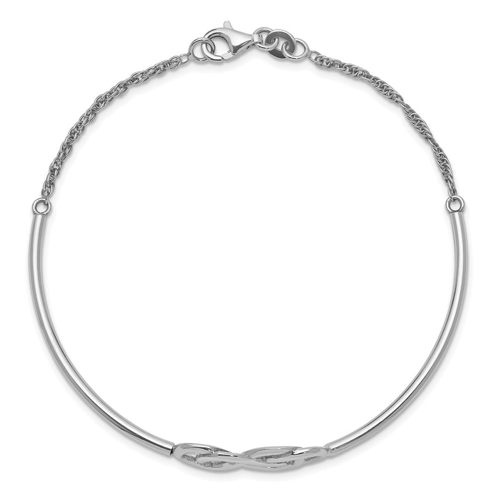 Sterling Silver Rhodium-plated Double Infinity Symbol Half-Bangle Bracelet