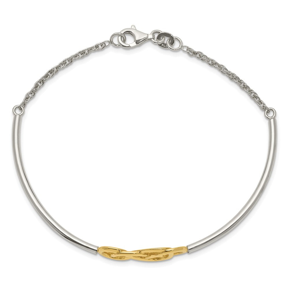 Sterling Silver Flash Gold-plated Double Infinity Symbol Half-Bangle Bracelet