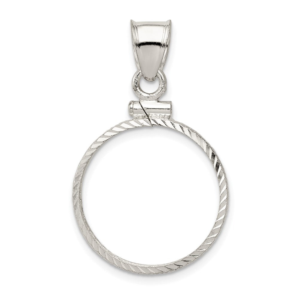 Wideband Distinguished Coin Jewelry Sterling Silver Polished and Diamond-cut 19.1 x $0.01 Screw Top Coin Bezel Pendant