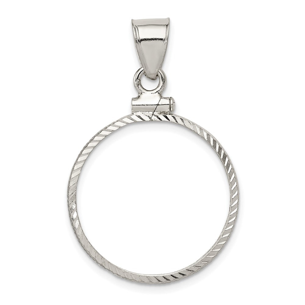 Wideband Distinguished Coin Jewelry Sterling Silver Polished and Diamond-cut 21.1 x $0.05 Screw Top Coin Bezel Pendant