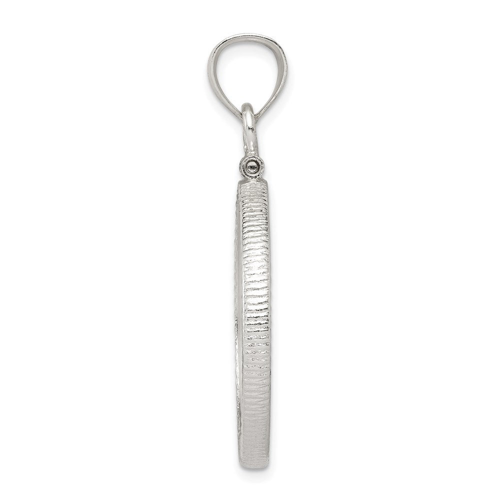 Wideband Distinguished Coin Jewelry Sterling Silver Polished and Diamond-cut 24.1 x $0.25 Screw Top Coin Bezel Pendant