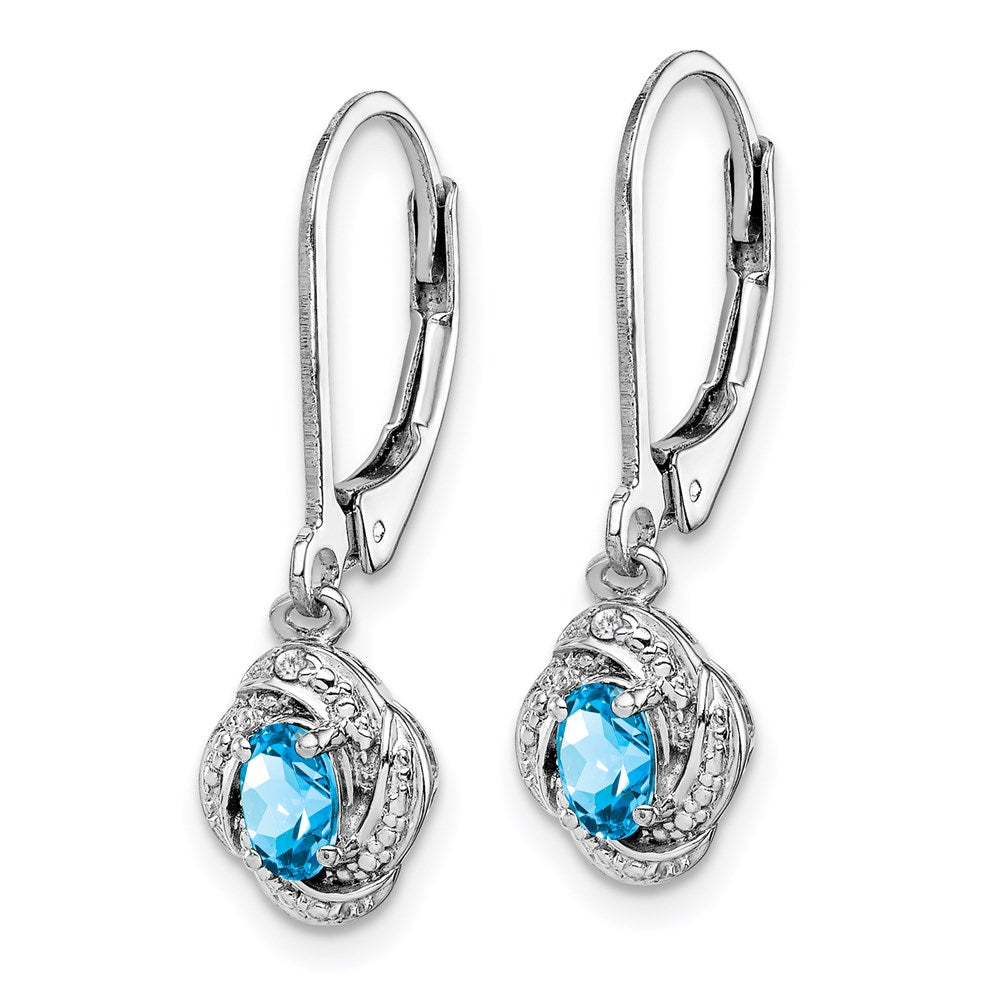 Sterling Silver Rhodium-plated Diam. & Blue Topaz Earrings