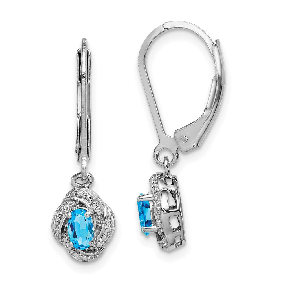 Sterling Silver Rhodium-plated Diam. & Blue Topaz Earrings