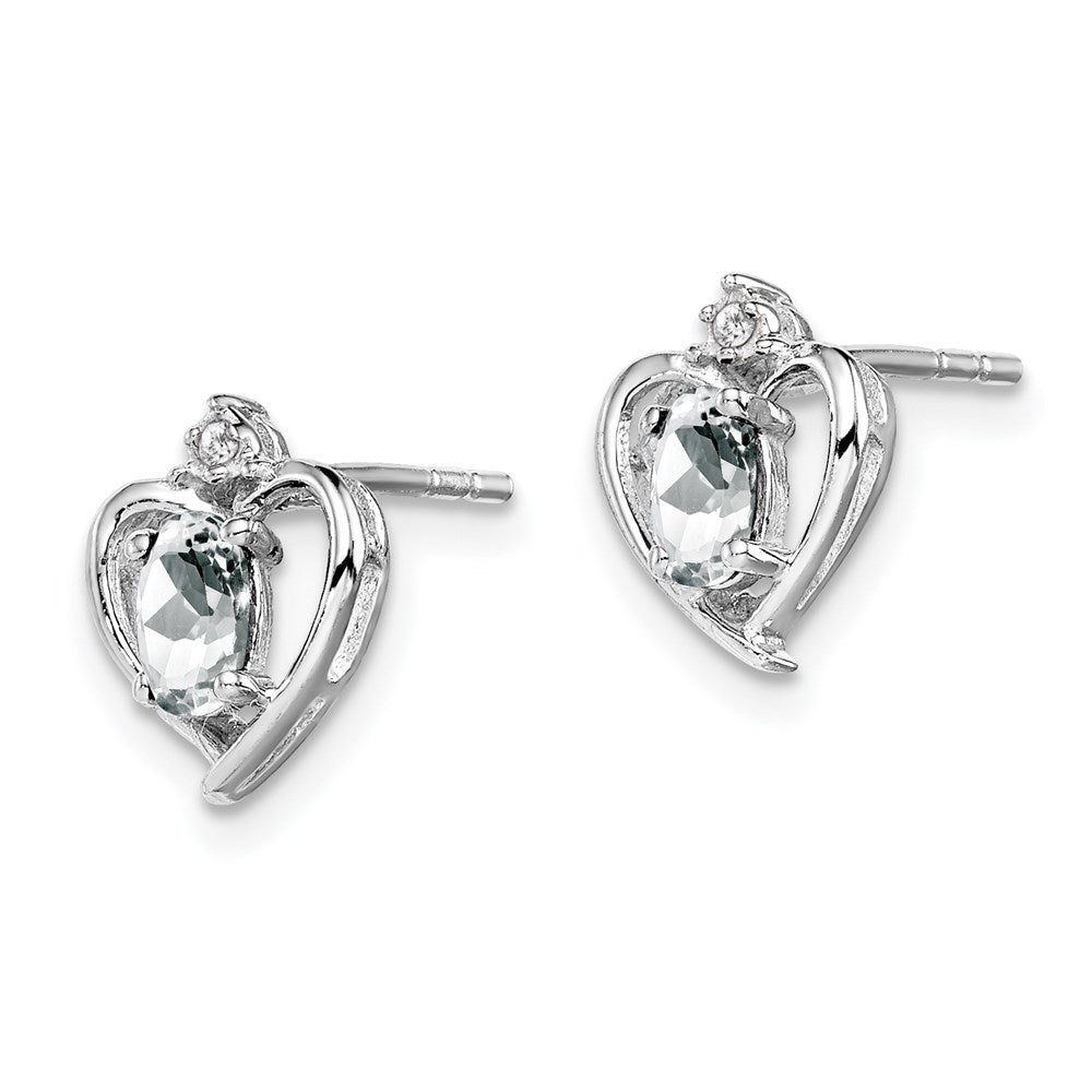 Sterling Silver Rhodium-plated White Topaz & Diam. Earrings