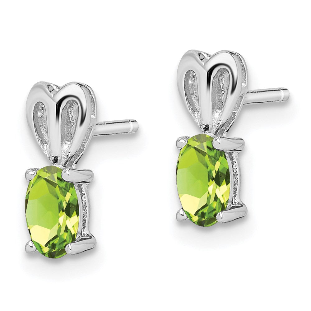 Sterling Silver Rhodium-plated Peridot Earrings