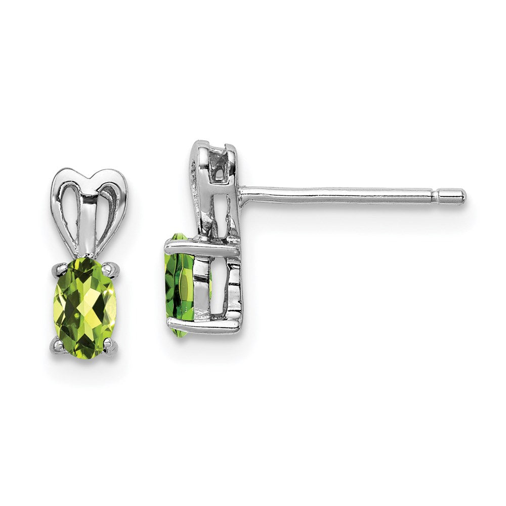 Sterling Silver Rhodium-plated Peridot Earrings